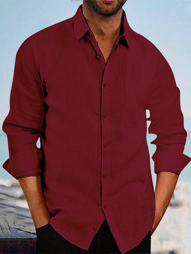 Men'S Cotton Linen Long Sleeves Shirts