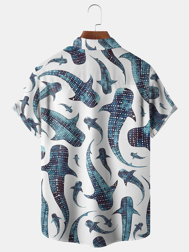 Fydude Men'S Ocean Whale Printed Shirt