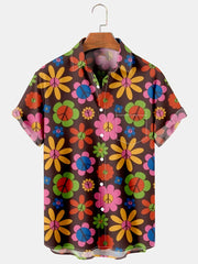 Fydude Men'S Peace Flower Printed Shirt