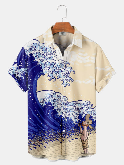 Men'S Van Gogh And The Waves Print Shirt