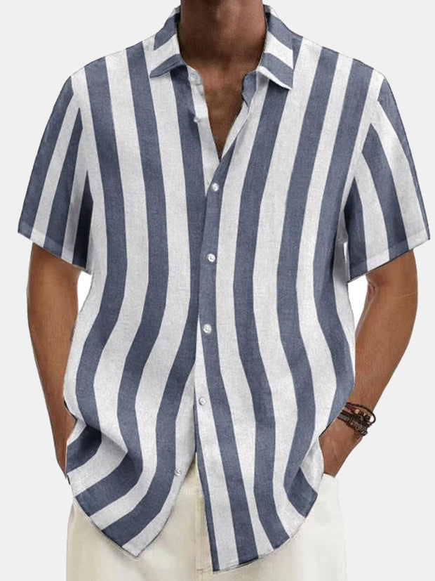 Fydude Men's Wrinkle-free Stripe Print Shirt
