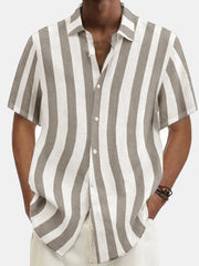 Fydude Men's Wrinkle-free Stripe Print Shirt