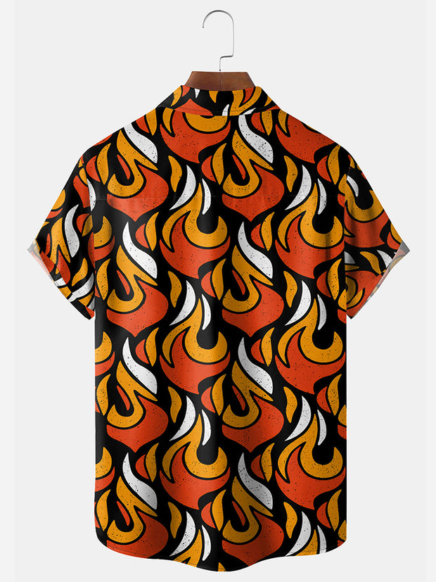 Fydude Men'S Fire Printed Shirt