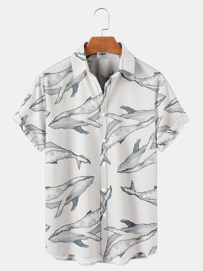 Fydude Men'S Whale Print Shirt