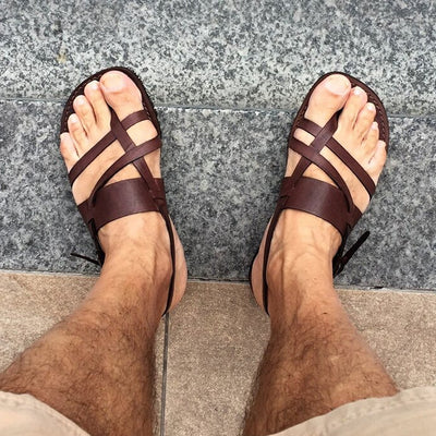 Men's Brown Cross Strap Sandals