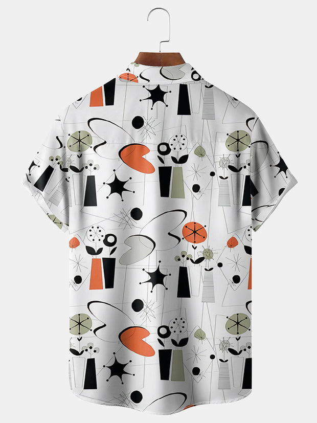 Fydude Men'S Vintage Geometric Pattern Printed Shirt