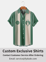 Fydude Men's Vinatge Bowling Printed Shirt