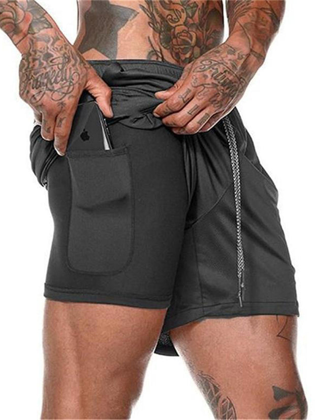 2 In 1 Men's Swim Trunk Quick Dry Athletic Shorts With Liner