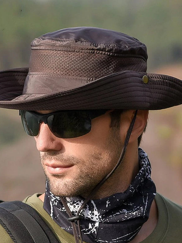 Outdoor Men'S Hat Sunscreen UV Breathable Wearable Big Brim Hat
