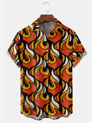 Fydude Men'S Fire Printed Shirt