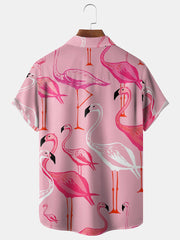 Fydude Men'S Hawaii Island Flamingof Printed Shirt
