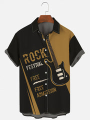 Fydude Men'S Brown Retro Music Rock Electric Guitar Shirts