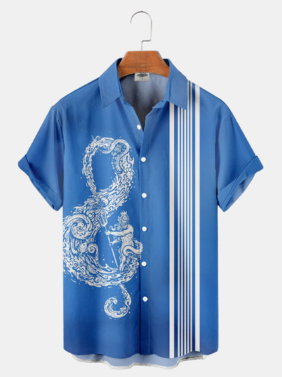 Fydude Men'S Ocean Poseidon Musical Notation Printed Shirt