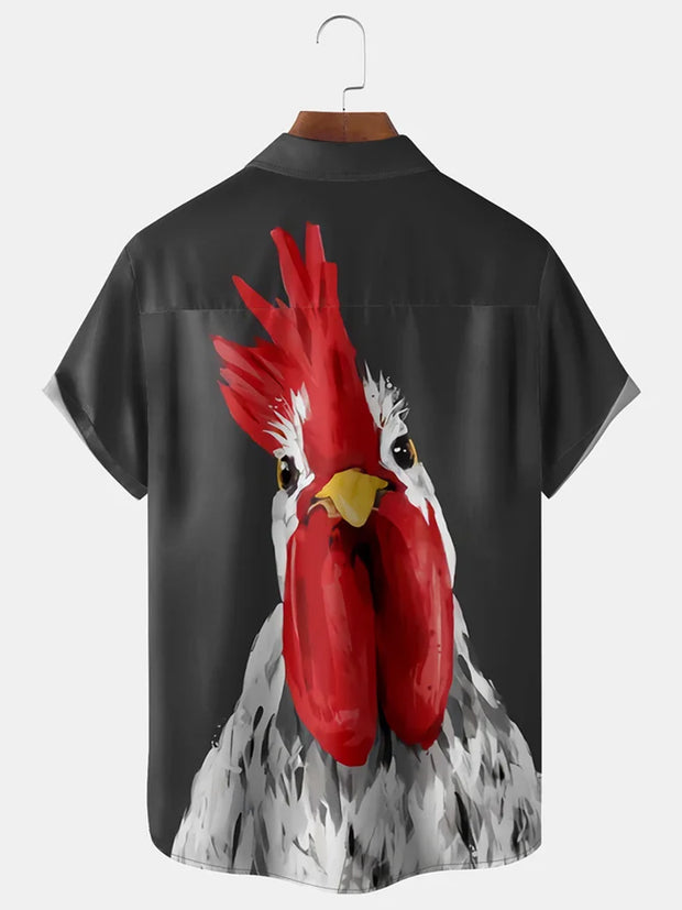 Fydude Men'S Chicken Printed Shirt