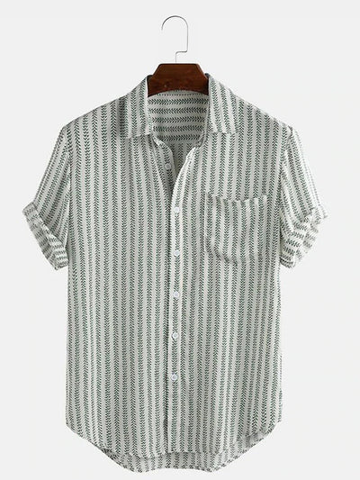 Men'S Casual Short Sleeve Stripe Shirts