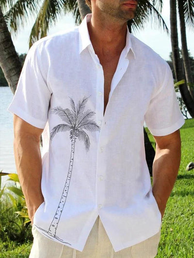 Fydude Coconut Tree Short Sleeve Resort Shirt