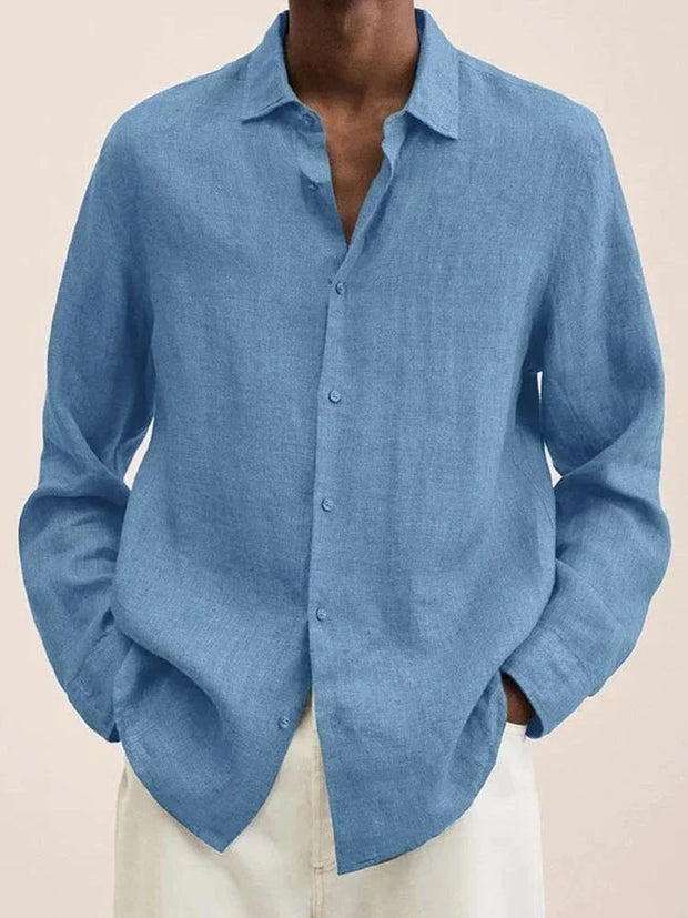 Cotton-Blend Plain Basic Shirts