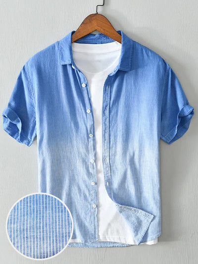 Holiday Gradient Vertical Stripes Linen Shirts & Tops