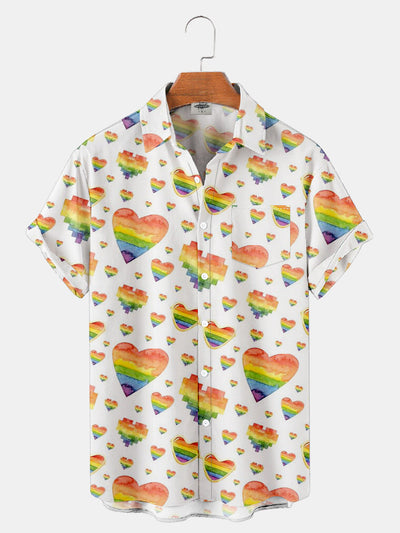 Fydude Men'S Lgbt Pride Month Rainbow Love Print Shirt