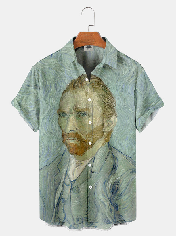 Fydude Men'S Van Gogh Print Shirt