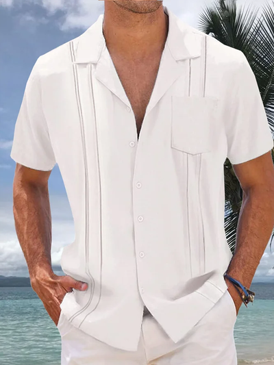 Fydude Casual Striped Short Sleeve Resort Shirt