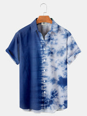 Fydude Men'S Tie-Dye Colourwork Print Short-Sleeved Shirt