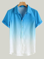 Gradient Print Casual Short-Sleeve Shirts