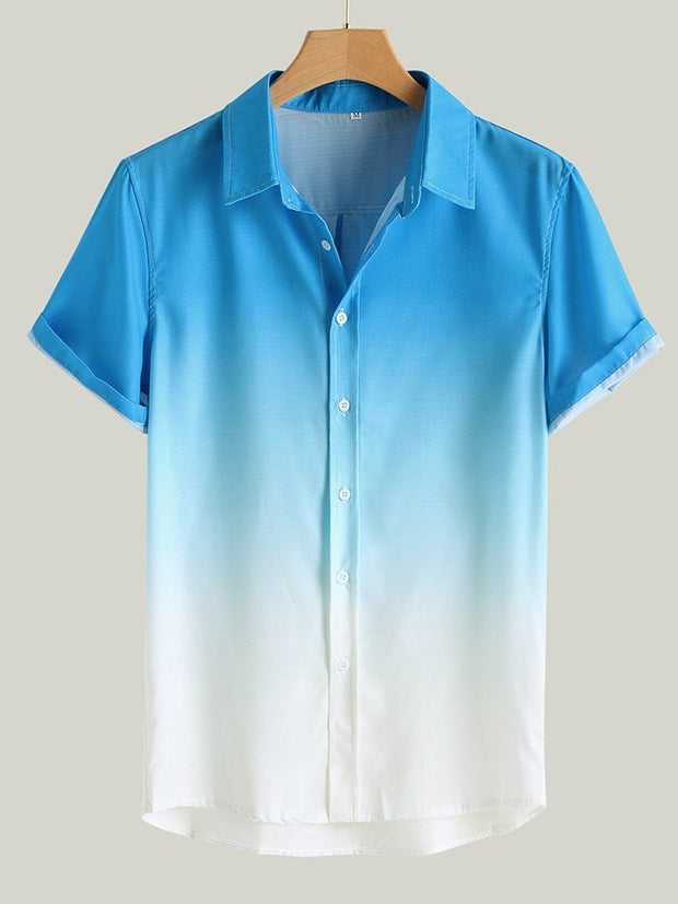 Gradient Print Casual Short-Sleeve Shirts