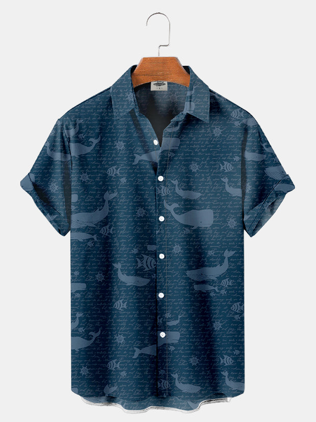 Fydude Men'S Whale Print Shirt