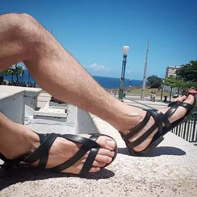 Fydude Men Fashionable Casual Side Buckle Sandals