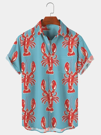 Fydude Men'S Lobster Printed Shirt