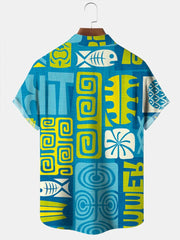 Fydude 60s Vintage Hawaiian Tiki Short Sleeve Shirt