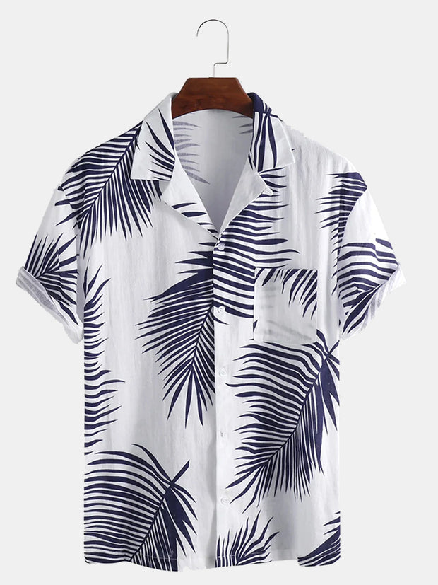 Hawaiian Holiday Floral Print Polo Short Sleeve Loose Shirt