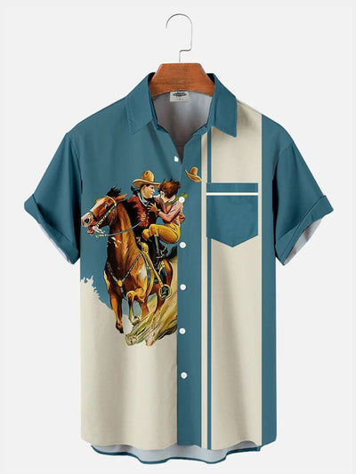 Men's western cowboy print shirt