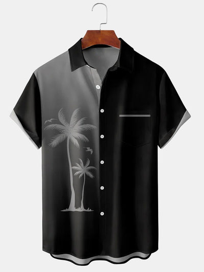 Fydude Men'S Island Gradient Coconut Tree Printed Shirt