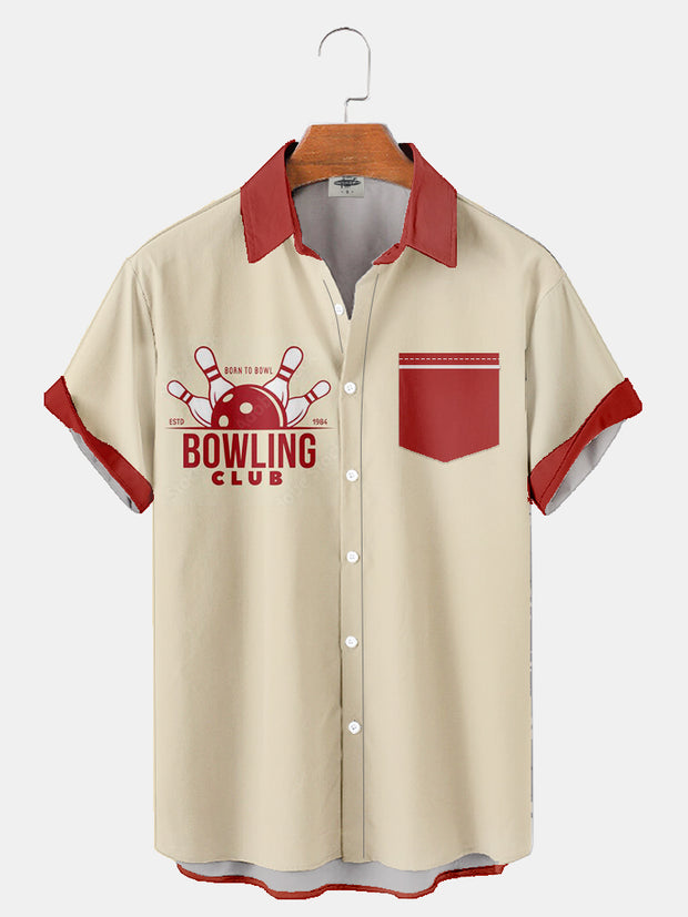 Fydude Men's Bowling Printed Shirt