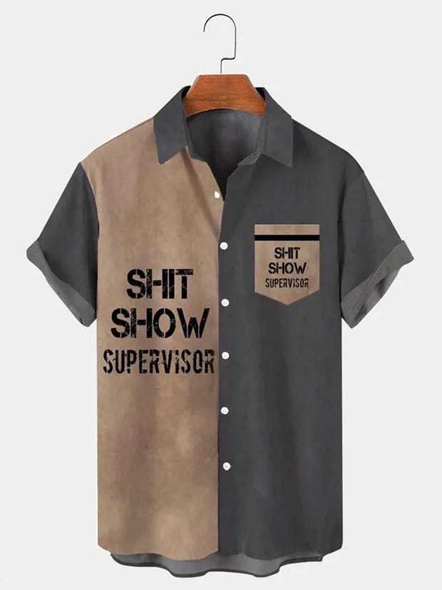 Fydude Men'S SHIT SHOW SUPERVISOR Letter Printed Shirt