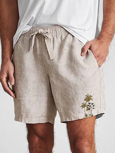 Cotton Linen Coconut Embroidered Shorts