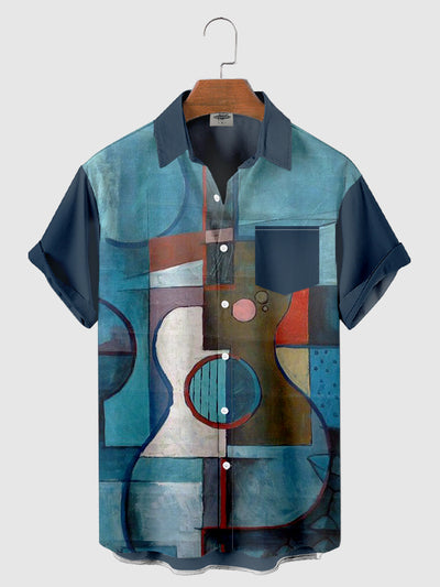 Men'S Geometric Abstract Art For Guitar Print Shirt