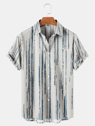 Men's Stripe Print Short Sleeve Shirt