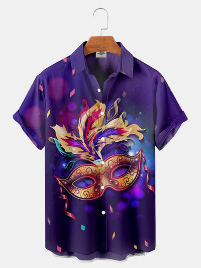 Fydude Men's Mardi Gras Printed Shirt