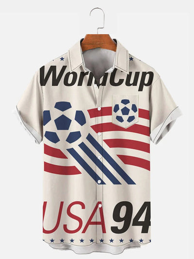 Fydude Men's Vintage World Cup usa 94 Printed Shirt