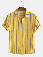 Men's Striped Shirt Collar Casual Shirts