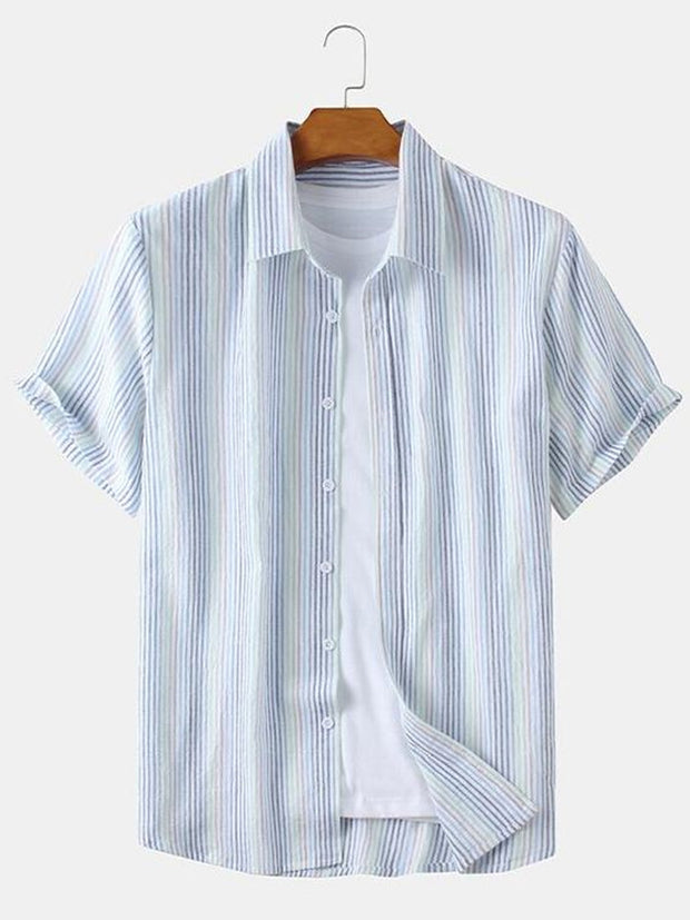 Men'S Striped Stitching Shirt