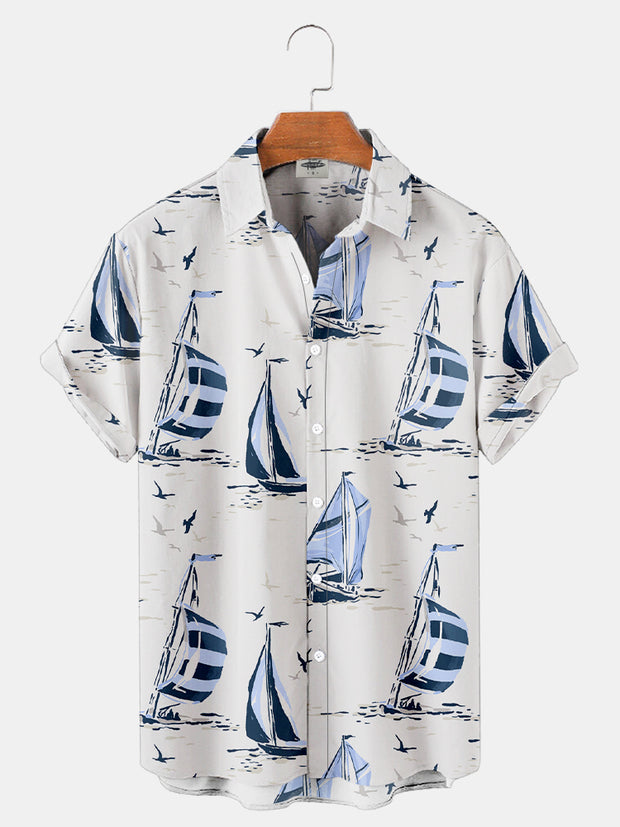 Men'S Sailboat Print Shirt