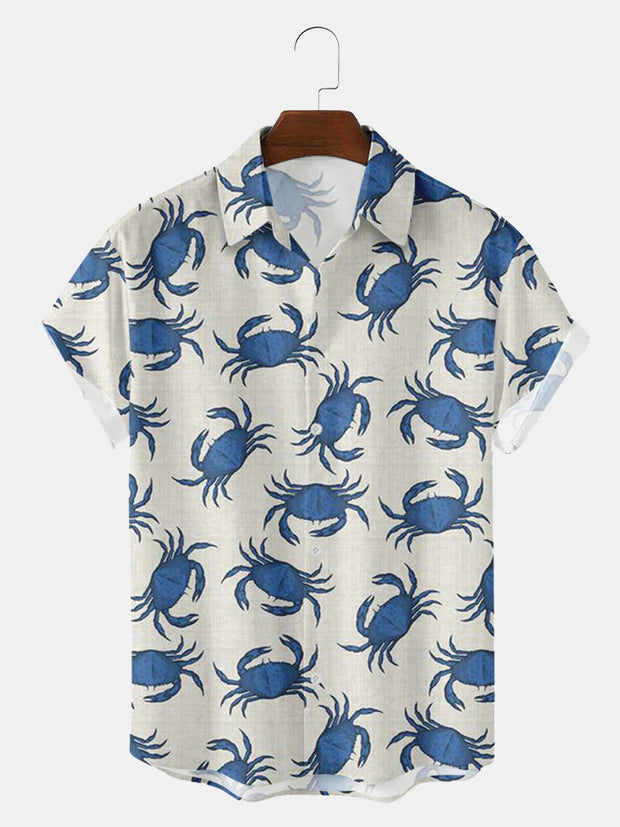 Casual Shirt Collar Crab Printed Shirts & Tops