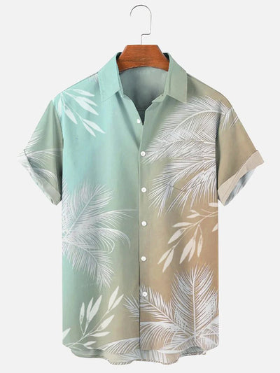 Men'S Gradient Tropical Plants Print Shirt