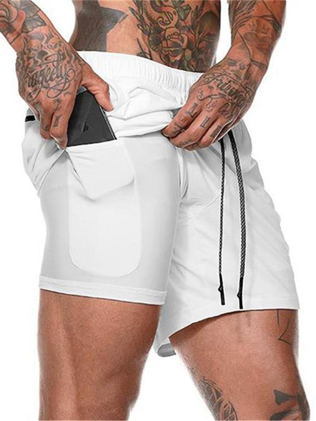 2 In 1 Men's Swim Trunk Quick Dry Athletic Shorts With Liner