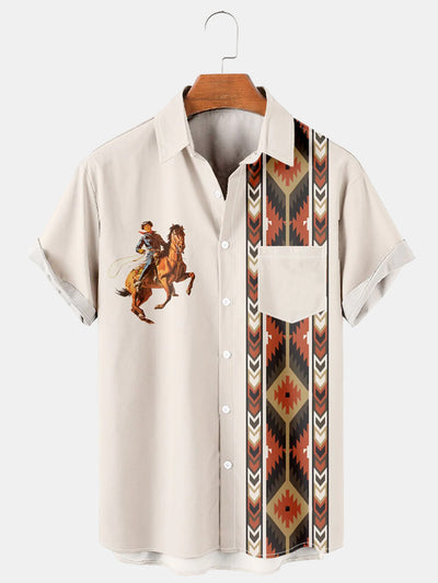 Men'S Western Cowboy Print Shirt