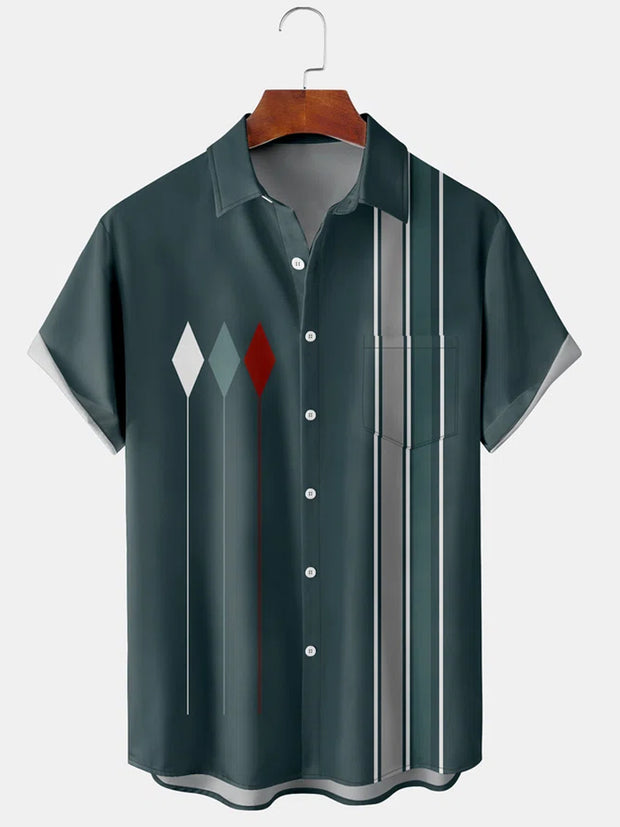 Fydude Men's Vintage Atoms Geometry Printed Shirt